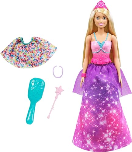 Barbie Dreamtopia 2-in-1 Princess to Mermaid Fashion Transformation Doll with 3 Looks and Accessories, for 3 to 7 Year Olds - GTF92