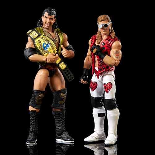 WWE Elite Action Figures & Accessories, Wrestlemania X Ladder Match Collectible Set with Shawn Michaels & Razor Ramon