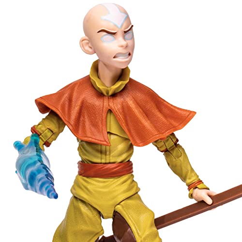 McFarlane Toys, Avatar the Last Airbender 7-inch Gold Label Aang Action Figure with 22 Moving Parts, Collectible Figure with Accessories and Collectors Stand Base – Ages 12+