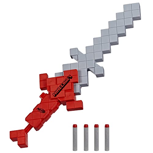 Nerf Minecraft Heartstealer Sword, 4 Nerf Elite Foam Darts, Foam Blade, Dart Blaster