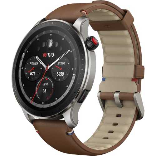 Amazfit GTR 4 Smartwatch Fitness Watch, Alexa Built-in, GPS, Sports Watch with 150 Sports Modes, Bluetooth Phone Call & Music Storage, 14-Day Battery Life, Brown Leather