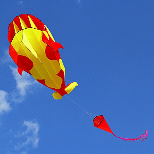 Lixada 3D children adults kites Giant frameless soft parafoil giant whale kite, single line kite Best large beach kite, 120 * 215cm, with storage bag