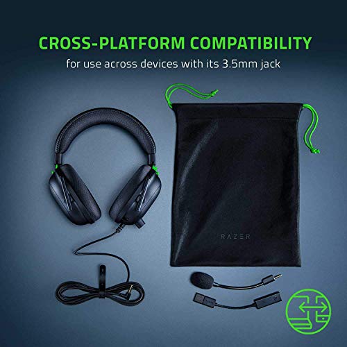 Razer BlackShark V2 Gaming Headset: THX 7.1 Spatial Surround Sound - 50mm Drivers - Detachable Mic - PC, PS4, PS5, Switch, Xbox One, Xbox Series X & S, Mobile - 3.5 mm Audio Jack & USB DAC - Black