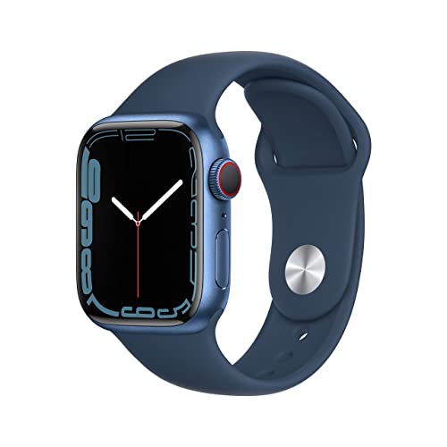 Apple Watch Series 7 (GPS + Cellular, 41mm) - Blue Aluminium Case with Abyss Blue Sport Band (Renewed)