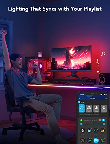 Govee RGBIC Gaming Lights, 3M Neon Rope Lights Soft Lighting for Gaming Desk, LED Strip Lights Syncing with Razer Chroma, Smart App Control, Support Cutting, Music Sync, Adapter (Only 2.4G Wi-Fi)