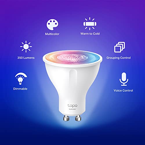 Tapo Smart Wi-Fi Spotlight, Multicolour, White Tunable, GU10 Lamp Base, Remote Control, Energy Saving, Works with Alexa & Google Home, No hub required Tapo L630(4-pack) [Energy Class E]