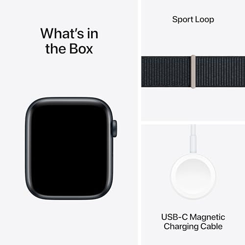 Apple Watch SE (2nd Gen, 2023) [GPS 44mm] Smartwatch with Midnight Aluminium Case with Midnight Sport Loop. Fitness & Sleep Tracker, Crash Detection, Heart Rate Monitor, Carbon Neutral