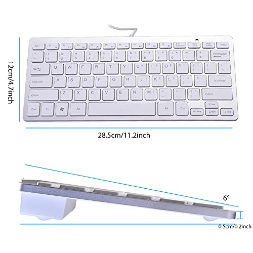 Powboro USB C Mini Keyboard Compact Small Slim Wired Keyboard USB-C Connection,Ultra Thin Design 78 Scissor Keys for Andriod, Computer, Laptop, PC,Desktop (White)