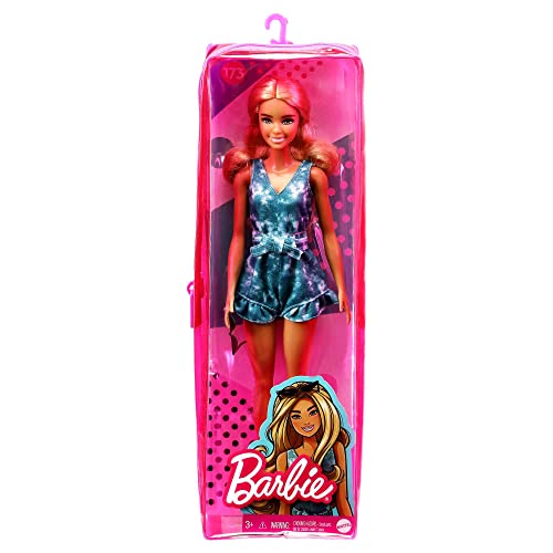 Barbie GRB65 Fashionista Doll Wearing Tie-Dye Romper, Multicolor, 31.75 cm*5.08 cm*11.43 cm