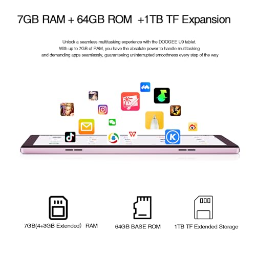 DOOGEE U9 Tablet 10 inch, 7GB RAM+ 64GB ROM(1TB TF), Android Tablet 5060mAh, Android 13 Tablet,1280 * 800 HD+ & Dual Camera &TÜV & WiFi 6 & Bluetooth 5.0 & OTG & Typ C, Purple