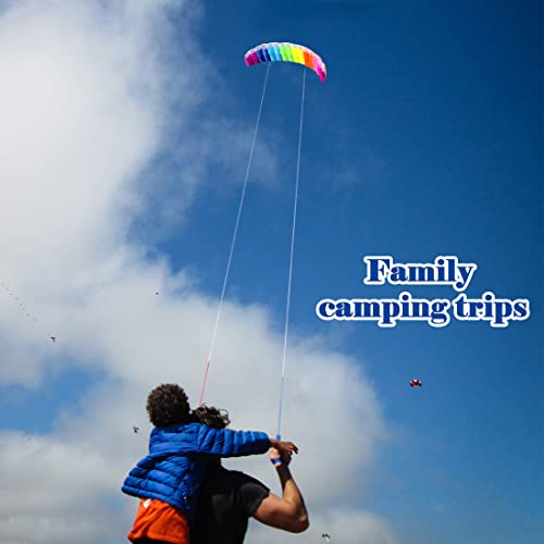 9KM DWLIFE Rainbow Stunt Kite,1.4m Dual Line Power Kite for Children and Adults,Sport Parafoil Parachute Kite with Kite String Handle,Outdoor Seaside Beach Toy