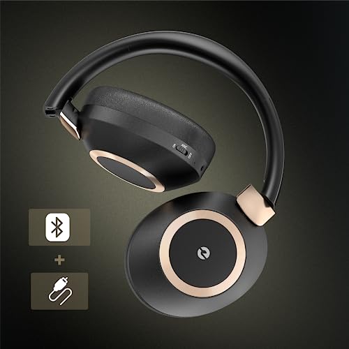 Active Noise Cancelling Wireless Headphones, 100H Playtime with Microphone, Over- Ear Bluetooth Headphones with Deep Bass,Fast Charging for Travel,Office,Home