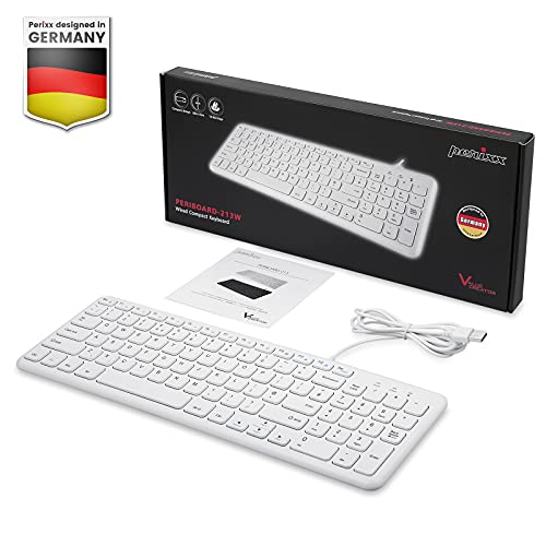 perixx PERIBOARD-213U Wired Quiet USB Scissor Keyboard,Compact Design with Number Pad, UK QWERTY, White