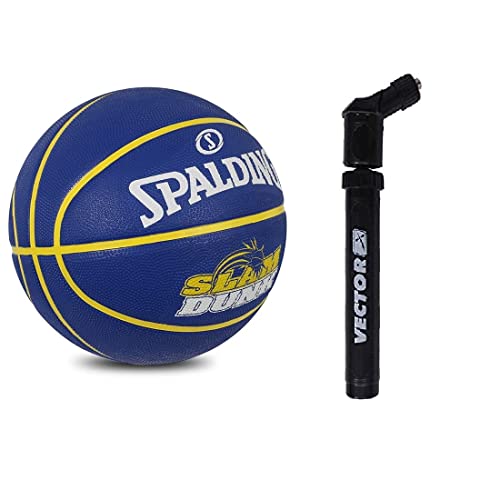 Spalding Dunk Men Basketball Senior Size Ball Official Size 7 + Dual Action Pump