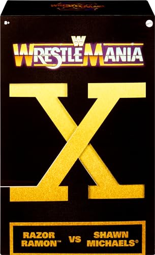 WWE Elite Action Figures & Accessories, Wrestlemania X Ladder Match Collectible Set with Shawn Michaels & Razor Ramon