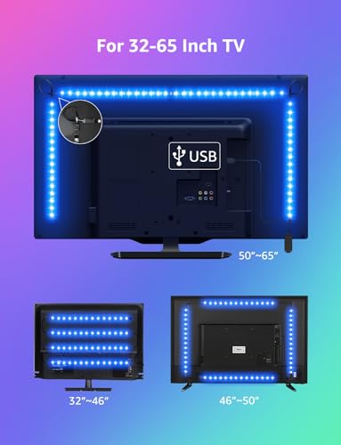 Lepro Smart LED TV Backlights, Led Strip Lights 2M for TV 32-65 inch with Voice & App Control, Timer, 16 Million Dimmable RGB Colors, Work with Alexa Google Home for TV, Kitchen Cabinet, Bedrooms