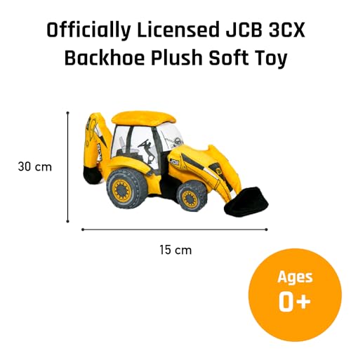 Officially Licensed JCB Backhoe Soft Toy - Cute Plush Toy for Kids and Collectors - Iconic Construction Vehicle