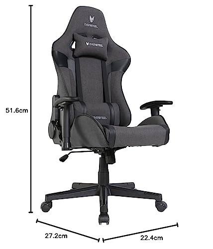 Oversteel - ULTIMET Professional Gaming Chair, Breathable Fabric, 2D Armrests, Height Adjustable, 180° Reclining Backrest, Gas Piston Class 3, Up to 120Kg, Black