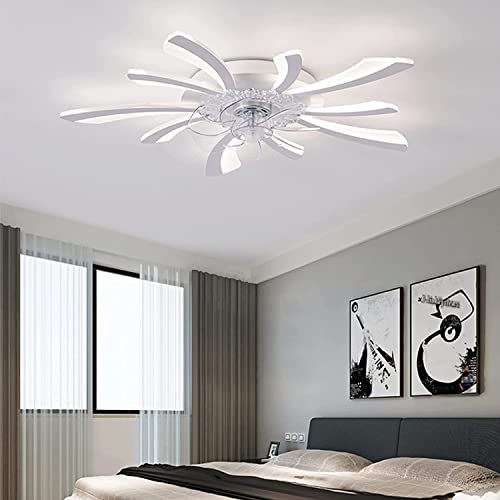 Becailyer 30.7" Modern Ceiling Fan with Lights, 52W Dimmable Remote Control Ultra Quiet Smart LED Ceiling Fan Lighting 3-Color 6-Level Wind Speed Electric Fan for Bedroom Kitchen, White