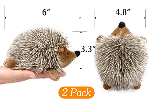 Pawaboo Bedtime Stuffed Animal Toys Plush Dog Toy Pet Chew Toy, [2PACK] Non-toxic Super Soft Plush Hedgehog Figure Toys, Brown