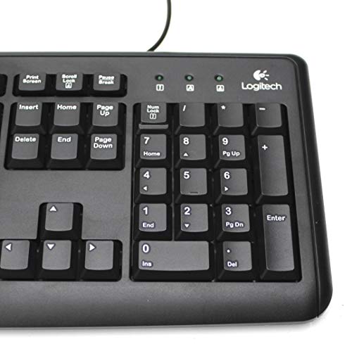 Logitech K110 Wired USB Wired Spill Resistant Full-Size PC Keyboard with Media Control, Compatible with Windows & Linux, For Home, Office & Business QWERTY UK Layout - Black