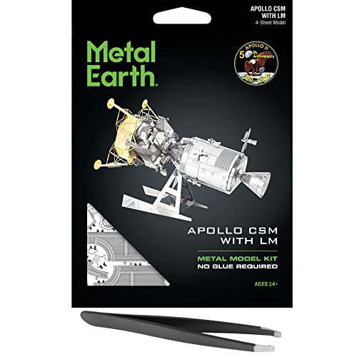 Metal Earth Fascinations Apollo CSM with LM 3D Metal Model Kit Bundle with Tweezers