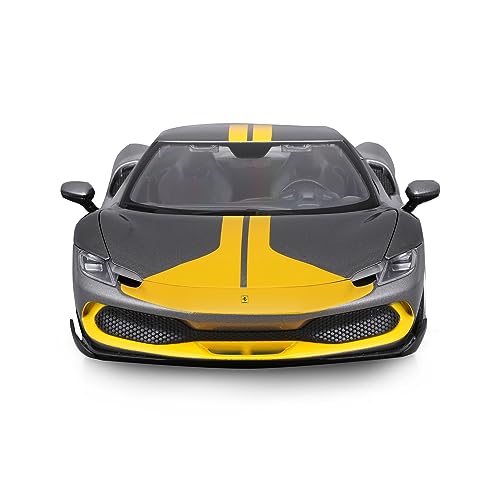 Bburago 1/18 FERRARI-296 GTB-Grey and Yellow | Scale Model car for Children | for Ages 3+ | 16017GR