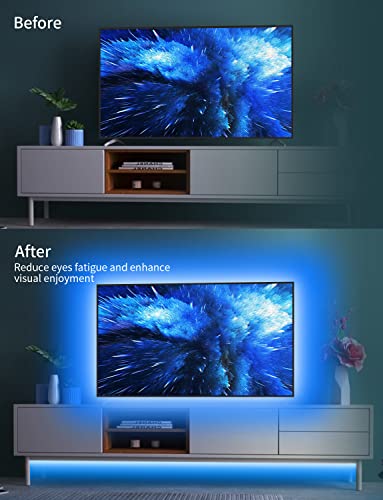 Daymeet Led Lights for TV, 5M Smart LED TV Backlights for 55-85 inch USB TV Monitor Behind Lighting Color Changing RGB TV Led Light Strip with Remote Music Sync Bluetooth APP Control for Bedroom