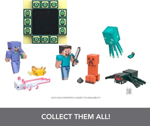 Mattel Minecraft Toys | 3.25-inch Action Figures Collection | Figure, Accessory and Portal Piece | Collectible Gifts for Kids, HMB17