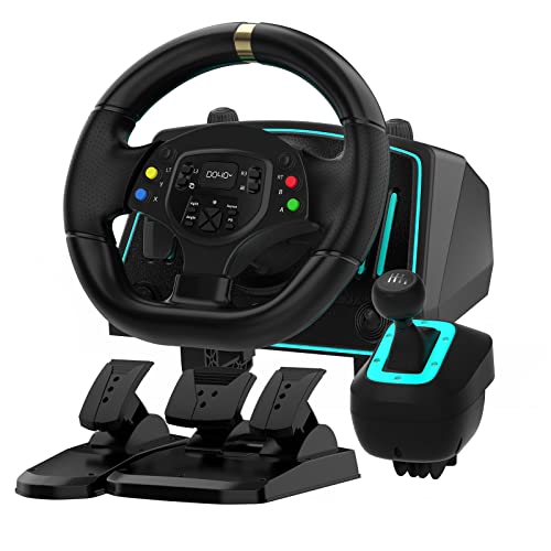 Gaming Steering Wheel, 1080° Driving Force Gaming Racing Wheel with Pedals and Shifter, Vibration Feedback, Steering Wheel for PC, PS4, Xbox ONE, Xbox 360, Xbox Series X, PS3, Xinput, NS, Android