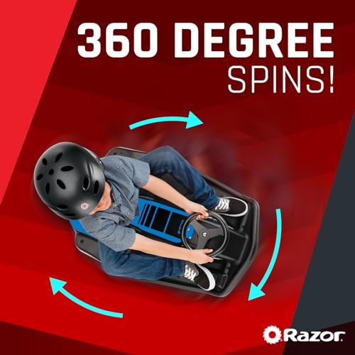 Razor Crazy Cart Shift - Electric Go Kart for Kids 6+ with 360° Auto Drift Steering, 8 mph Max Speed, Low Speed Setting & 40 Minute Ride Time, 5 Mile Range, Ride On with 12V 5Ah Battery - Black & Blue