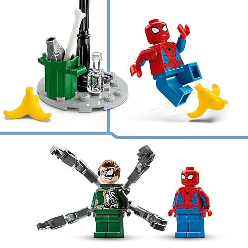 LEGO Marvel Motorcycle Chase: Spider-Man vs. Doc Ock, Motorbike Building Toy for Kids, Boys and Girls aged 6 Plus with Stud Blasters, Web Shooters & 2 Minifugres Incl. Spidey, Super Hero Gifts 76275