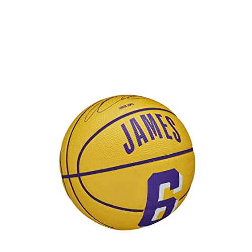 Wilson Basketball, NBA Player Icon Mini, LeBron James, Los Angeles Lakers, Outdoor and indoor, Size: 3, Yellow/Purple