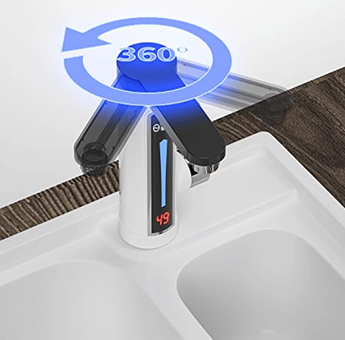 Electric Instant Heater Tap,220V Tankless Instant Hot Water Faucet with LED Digital Display,Supply Hot and Cold Water,Fast Heating Tap for Kitchen Bathroom