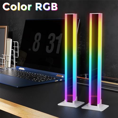 COZHYESS 2 Pack RGB Light Bar, Smart LED Light Bar, Gaming Lights, RGB Flow Light Bars, Sound Control Light, Colorful Atmosphere Light Pickup Function, for PC, Room Decorative, Ambient Lighting