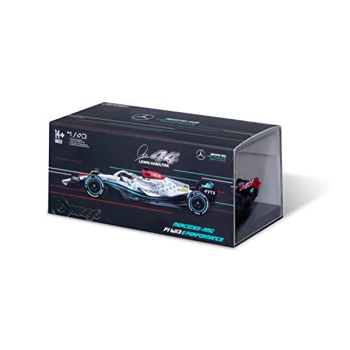 Bburago B18-38066H Formula 1 MB W13 E Performance (2022) with Helmet Hamilton 1:43 Scale Die-Cast Collectible Race Car, Assorted Colours