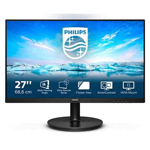 PHILIPS 271V8La - 27 Inch Fhd Monitor, 75Hz, 4Ms, Va, Speakers, Adaptivesync, Flickerfree, Anti-Glare (1920 X 1080, 250 Cd/M², Hdmi/Vga)