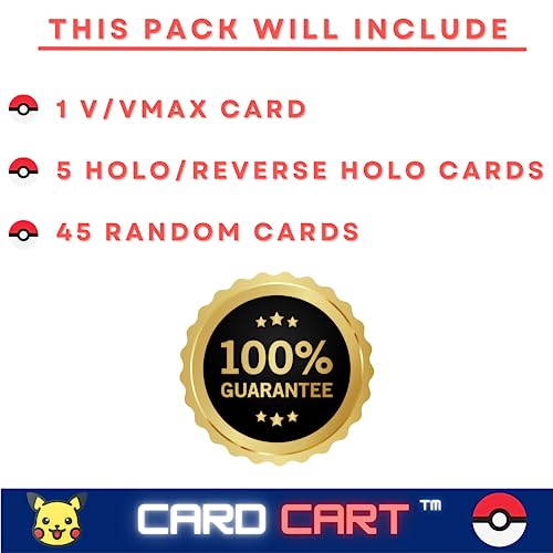 Card Cart - Pack of 50 Ultra Rare Card Bundle - Guaranteed 1 Ultra Rare and 5 Holo Shiny cards - Includes Card Cart Toploader - Compatible with Pokemon cards pack and dedicated deck card games