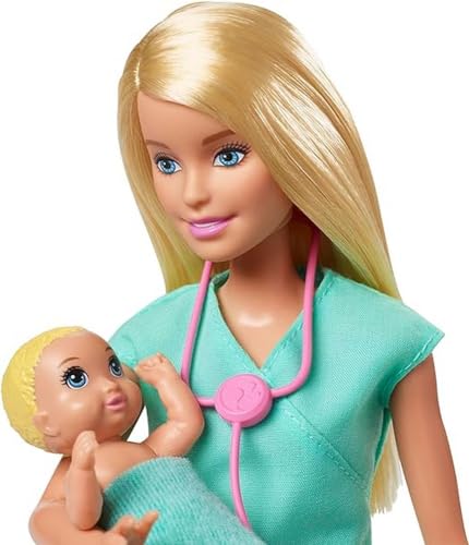 Barbie You Can Be Anything Doll, Baby Doctor Playset with Blonde Barbie Doll, 2 Baby Dolls, Doctor Accessories and Doll Accessories, Toys for Age 3 to 7, One Doll and Two Infant Dolls, GKH23