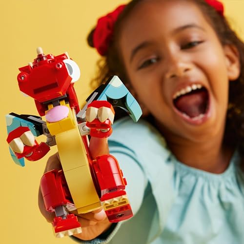 LEGO Creator 3in1 Red Dragon Toy to Fish Figure to Phoenix Bird Model, Animal Figures Set, Gifts for 6 Plus Year Old Boys, Girls and Kids 31145