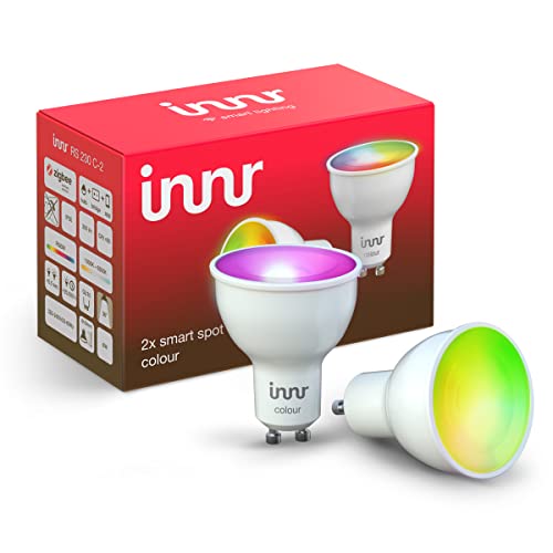 Innr GU10 Smart Bulb, Colour, Works with Philips Hue*, Alexa, Hey Google, SmartThings (Hub Required) Zigbee GU10, LED, Smart Spotlight, Up to 16 Million Colours, 2-Pack, RS 230 C-2