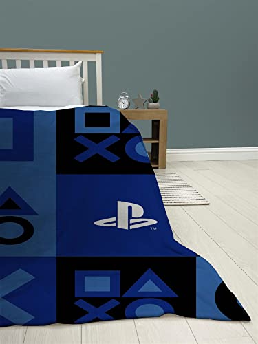 PlayStation Fleece Blanket Bed Throw Controller Icons Check Design | Super Soft Blanket | Perfect for Any Bedroom, 100 x 150cm