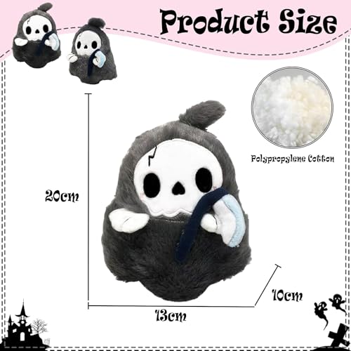 Aisszhao Halloween Stuffed Doll,20cm Skeleton Death Animal Plush Pillow Doll Halloween Dolls Plush Doll,Scary Role Plushie Super Soft Cartoon Character Pillow, Stuffed Toys for Kids Birthday