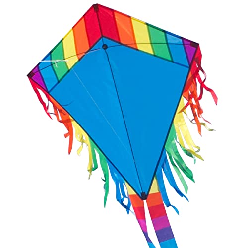 CIM Kite - Maya Eddy Blue - single line kite for children from the age of 3 years up - 65x72cm - incl. 80m kite line and 2x250cm striped tails