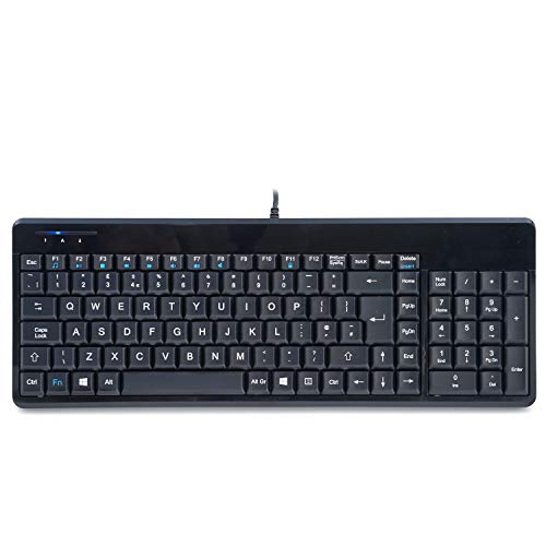 Perixx PERIBOARD-220H Wired USB Keyboard with 2 Hubs, Compact Size with Numeric Keypad, Black, UK Layout