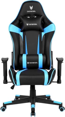 Oversteel - ULTIMET Professional Gaming Chair Leatherette, 2D Armrests, Height Adjustable, Reclining Backrest 180º, Gas Piston Class 3, Up to 120Kg, Blue