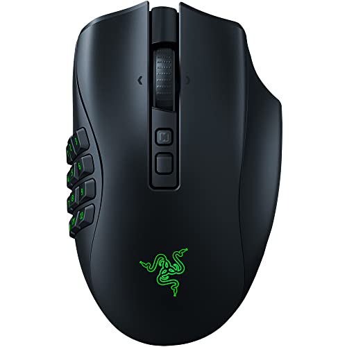 Razer Naga V2 Pro - MMO Wireless Gaming Mouse with HyperScroll Pro Wheel (3 Swappable Side Plates, HyperSpeed Wireless, Focus Pro 30 K Optical Sensor, Optical Mouse Switches Gen-3, Bluetooth) Black