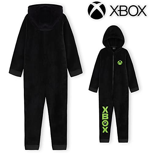 Xbox Onesies For Boys, Kids Fluffy Pyjamas, Gaming Merchandise, Gamer Gifts (Black, 9-10)