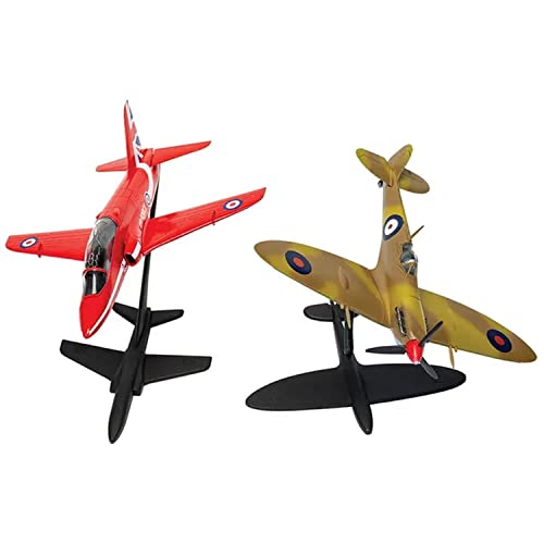 Airfix Best of British: Supermarine Spitfire & RAF Red Arrows Hawk Model Aircraft Gift Set, 1:72 Scale Plastic Model Aircraft/Plane Kits, Includes: 6x Humbrol Acrylic Paints, 2x Brushes & Poly Cement