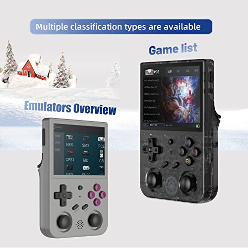 RG353V Handheld Game Console Support Dual OS Android 11+ LINUX, 5G WiFi 4.2 Bluetooth RK3566 64BIT 64G TF Card 4450 Classic Games 3.5 Inch IPS Screen 3500mAh Battery